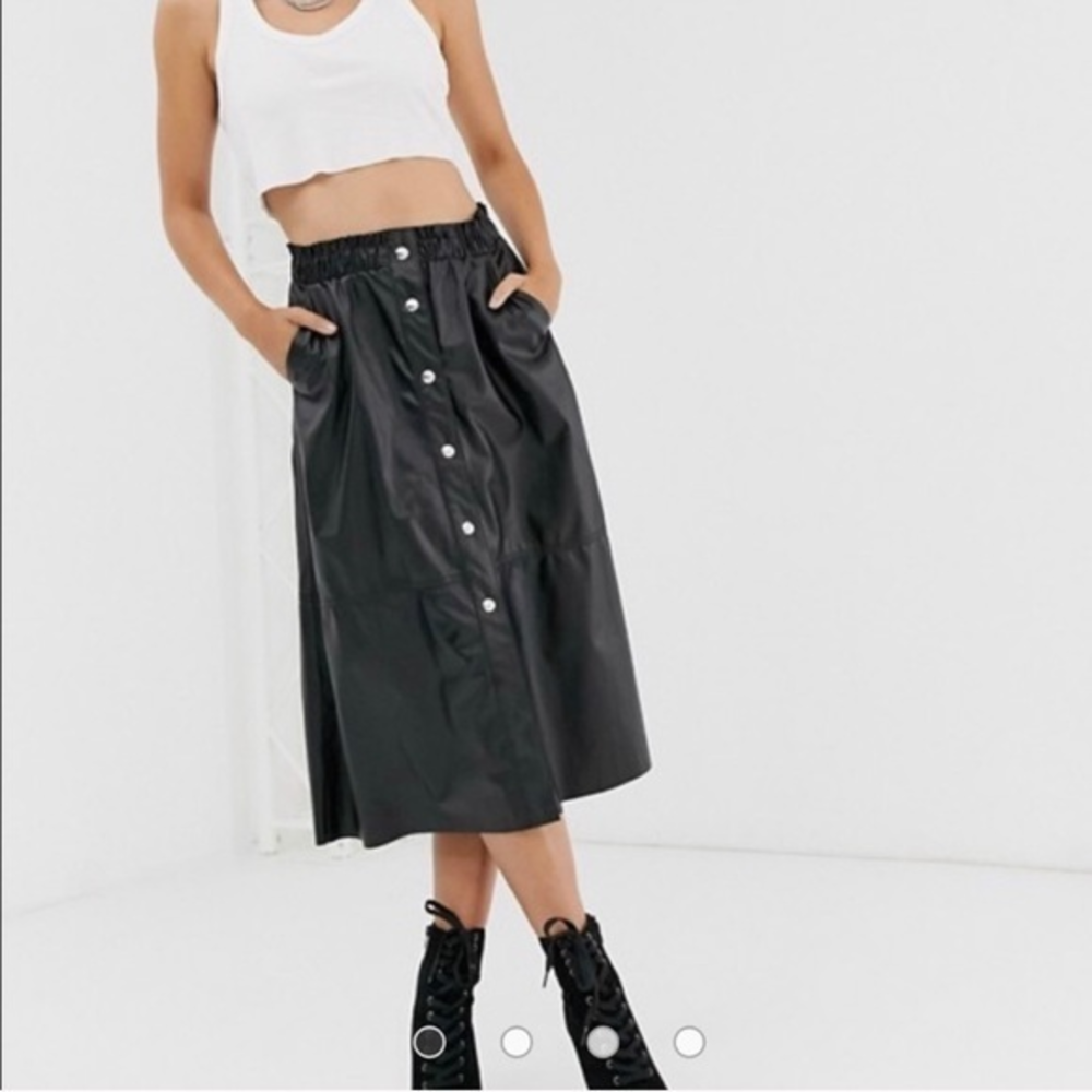 Blank NYC Black Leather Midi Skirt